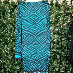 Michael Kors Women's Dress Aqua size Small Green/Black Long Sleeves